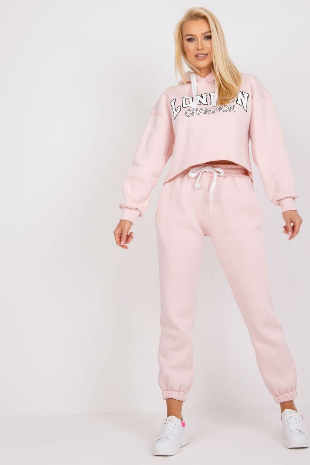 Love Lace Love Lace Women's Cotton Hoodie & Jogger Tracksuit Set Style 206668 in Pink