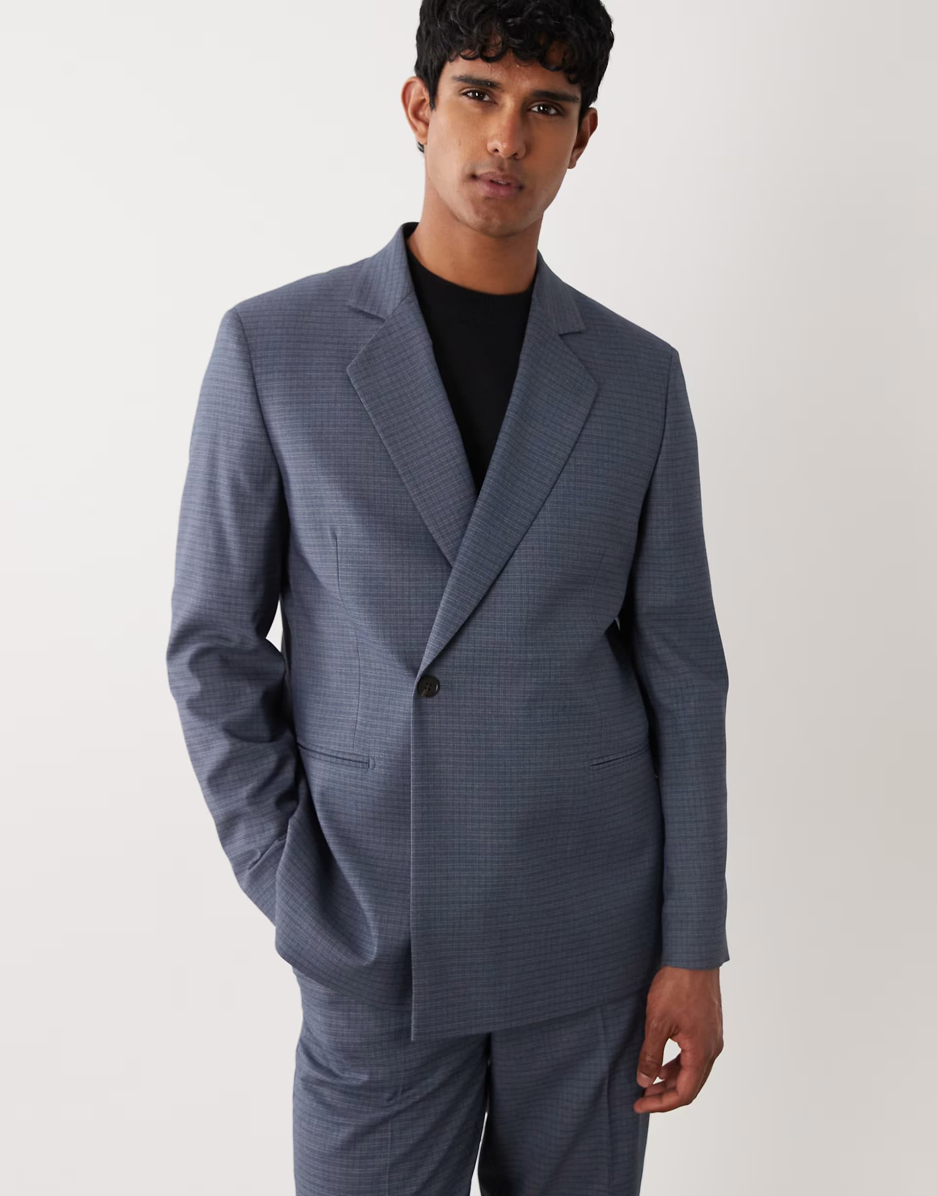 ASOS ASOS DESIGN regular suit jacket in blue check