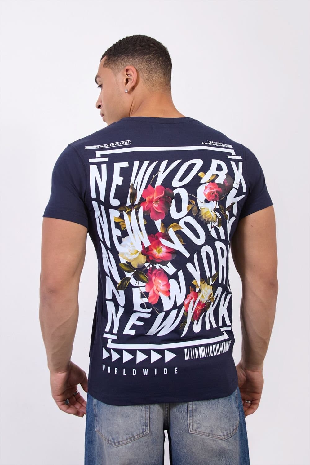 LONDON ATTITUDE London Attitude Men's Navy Floral T-Shirt