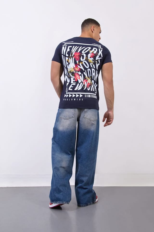 LONDON ATTITUDE LONDON ATTITUDE Men's Navy “New York Worldwide" Floral T-Shirt - 2