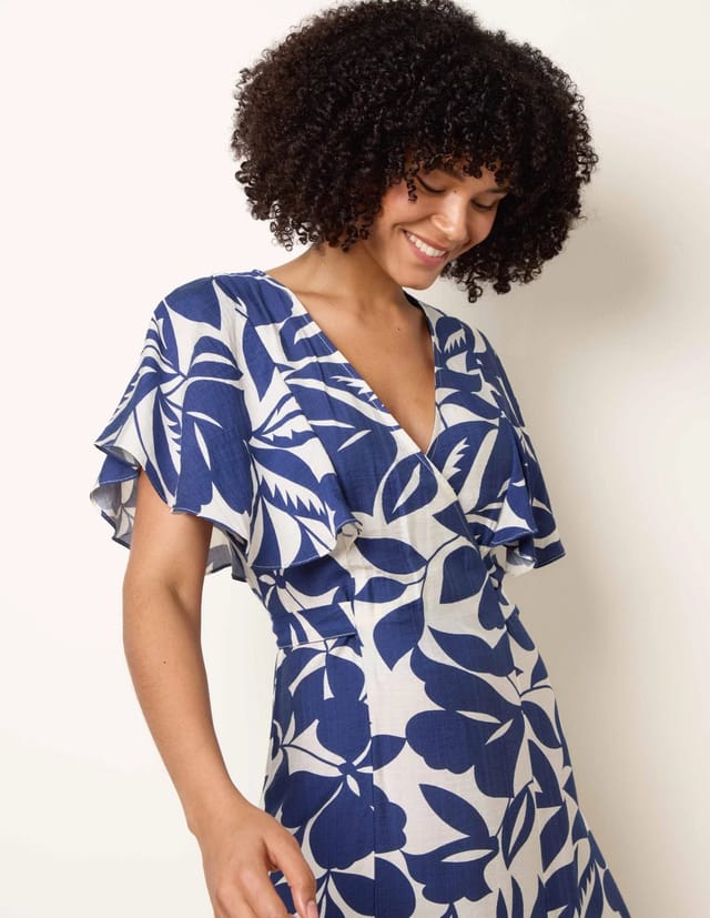 Blue Vanilla Printed V Neck Dress - 2