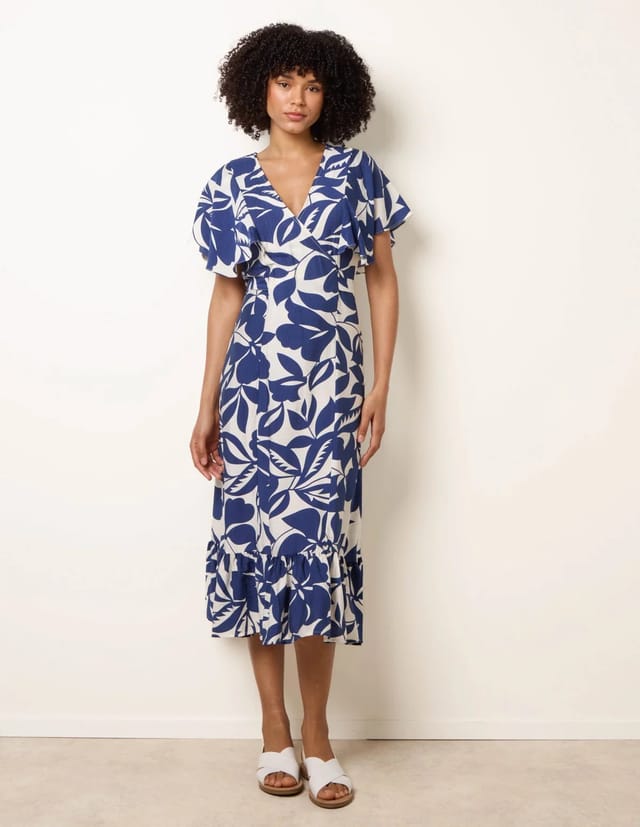 Blue Vanilla Printed V Neck Dress - 3