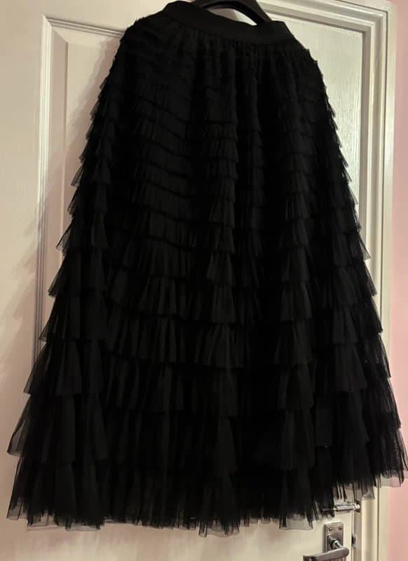 ASOS ASOS 12-14 stretch waist rara ruffle maxi wedding party holiday statement same day post