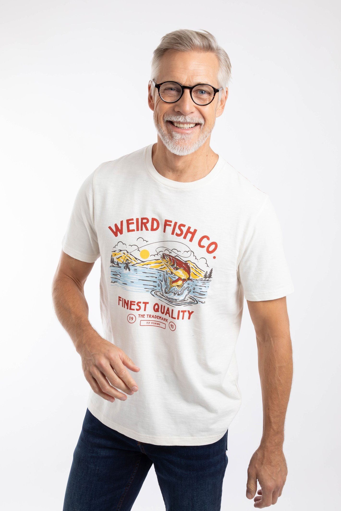 Weird Fish Weird Fish Men's Fish Out Of Water Front Print Graphic T-Shirt in Off-White - 3