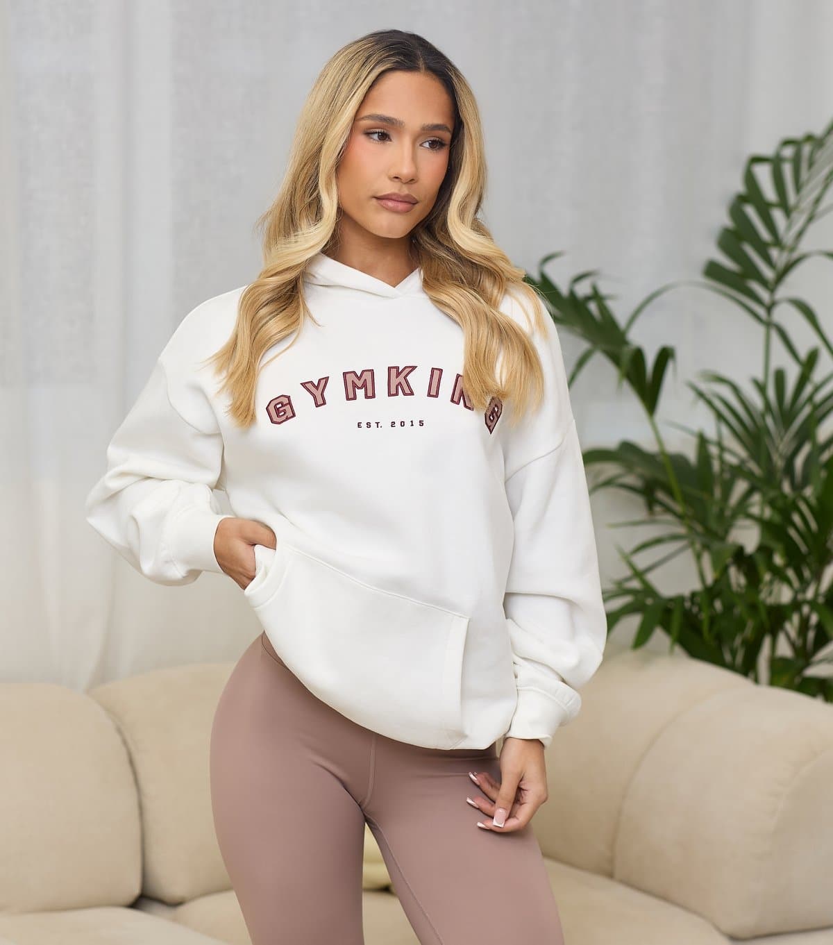 Gym King Women's Cream Shadow Hoodie Gym King New Look