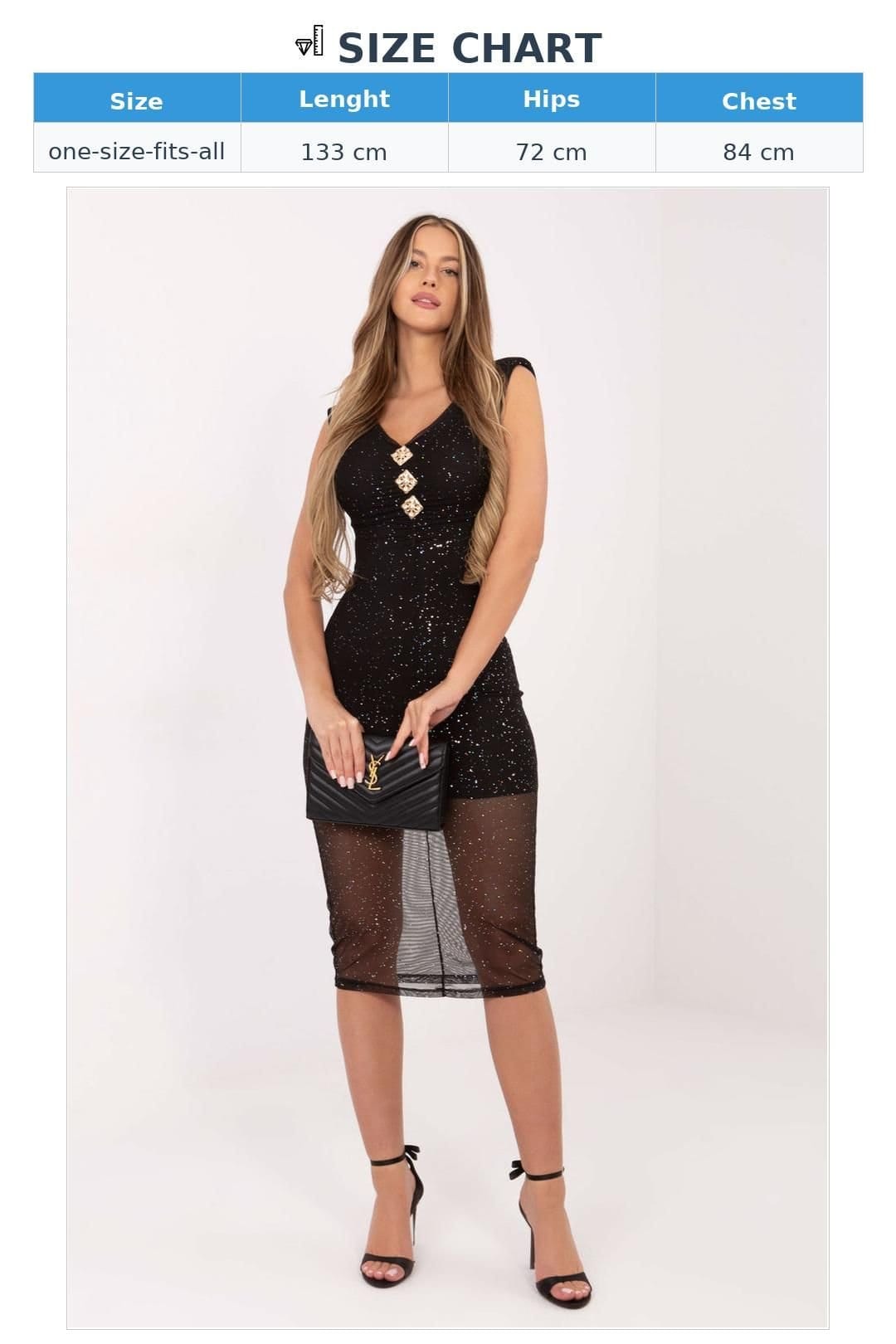 Love Lace Love Lace Women's Shimmer Mesh Midi Pencil Dress in Black - 4