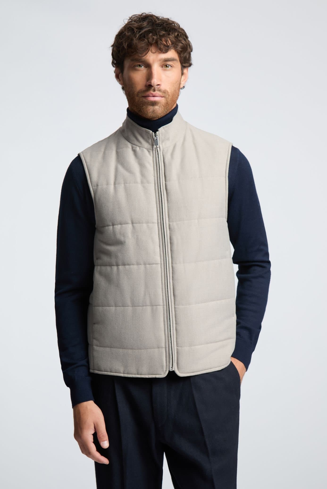 Melka Melka Men's Zip Through Gilet in Beige
