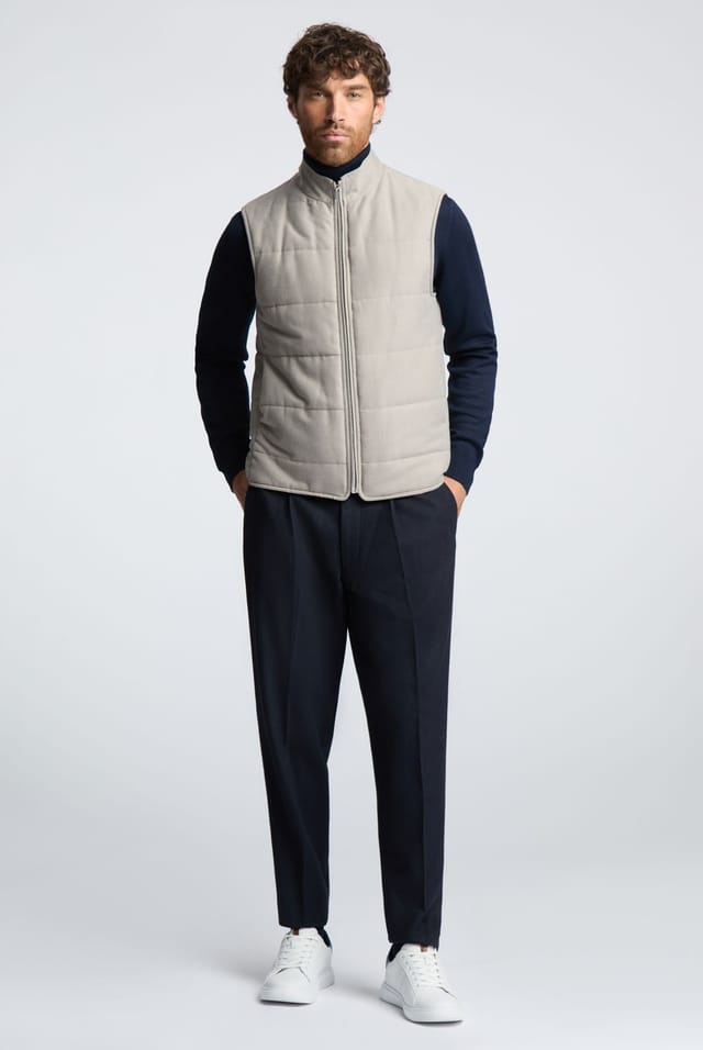 Melka Melka Men's Zip Through Gilet in Beige - 2