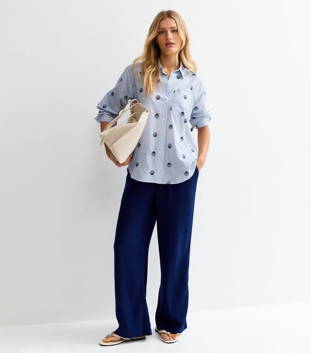New Look Women's Blue Pinstripe Shell Shirt New Look - 3