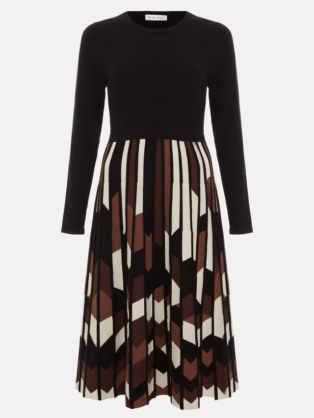 Phase Eight Phase Eight Women's Maci Pleated Long Sleeve Dress in Chocolate - 2