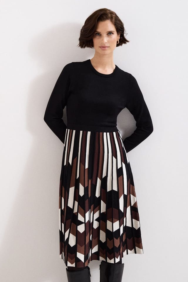 Phase Eight Phase Eight Women's Maci Pleated Long Sleeve Dress in Chocolate - 3