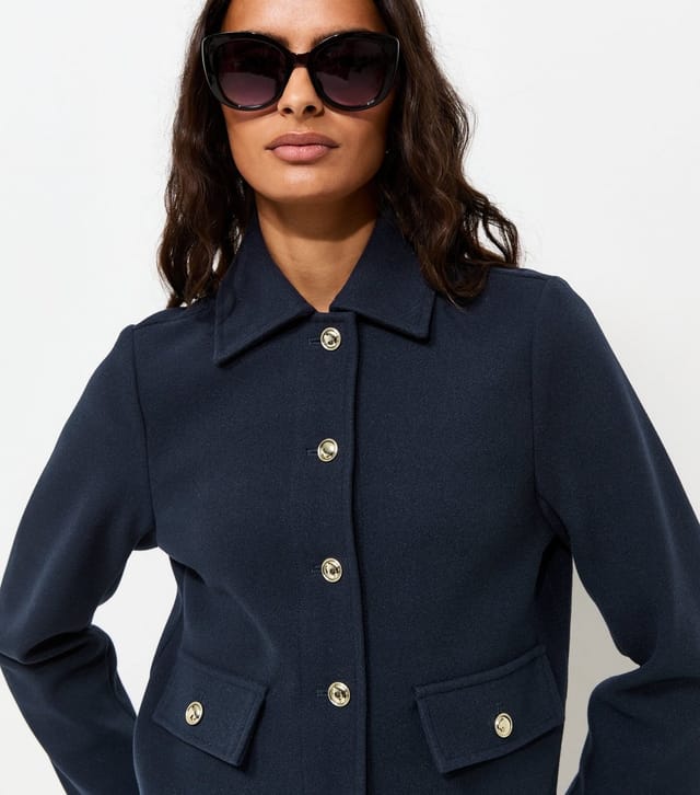 New Look Women's Navy Button Front Collared Shacket New Look - 2