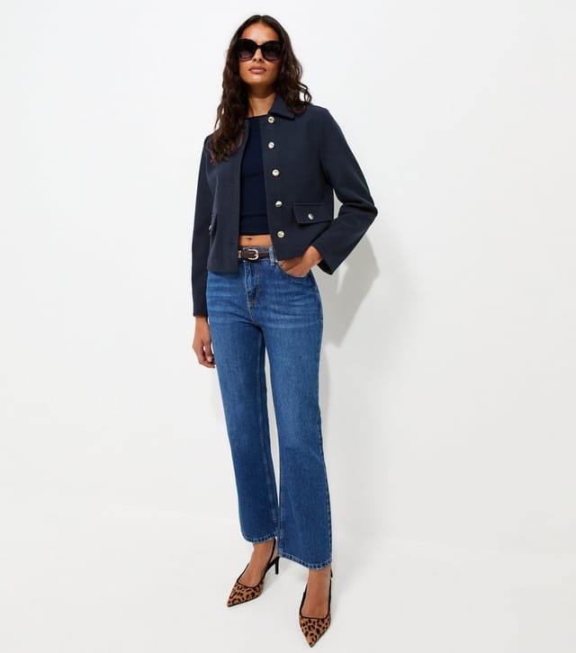 New Look Women's Navy Button Front Collared Shacket New Look - 3