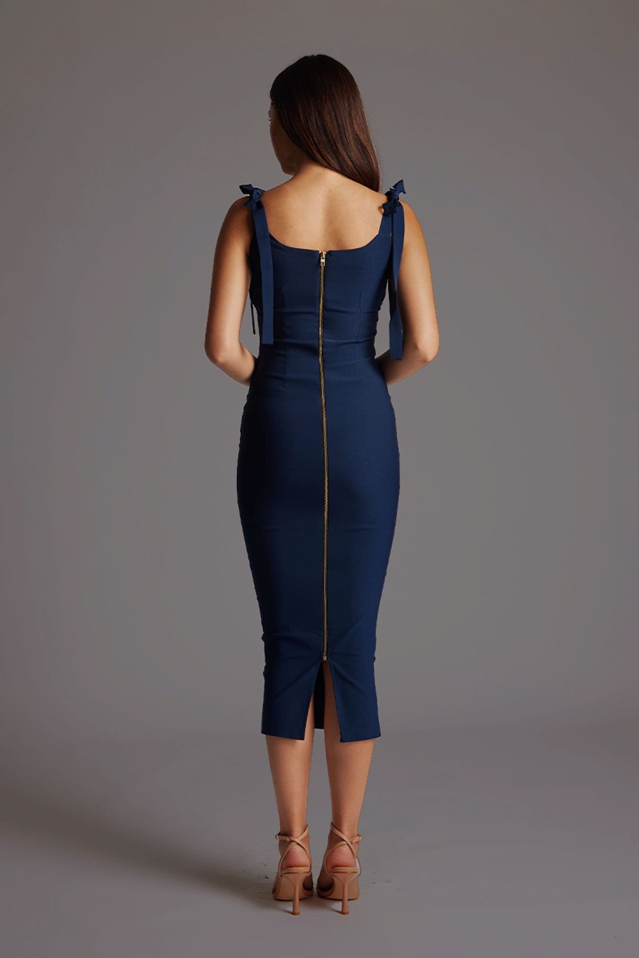 Vesper Vesper Women's Ruched Bust Bodycon Midaxi Dress In Navy - 4