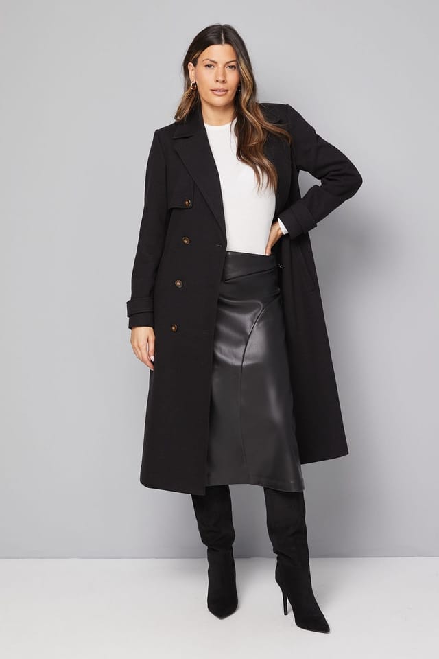Wallis Wallis Women's Faux Leather Pleated Wrap Skirt in Black - 2