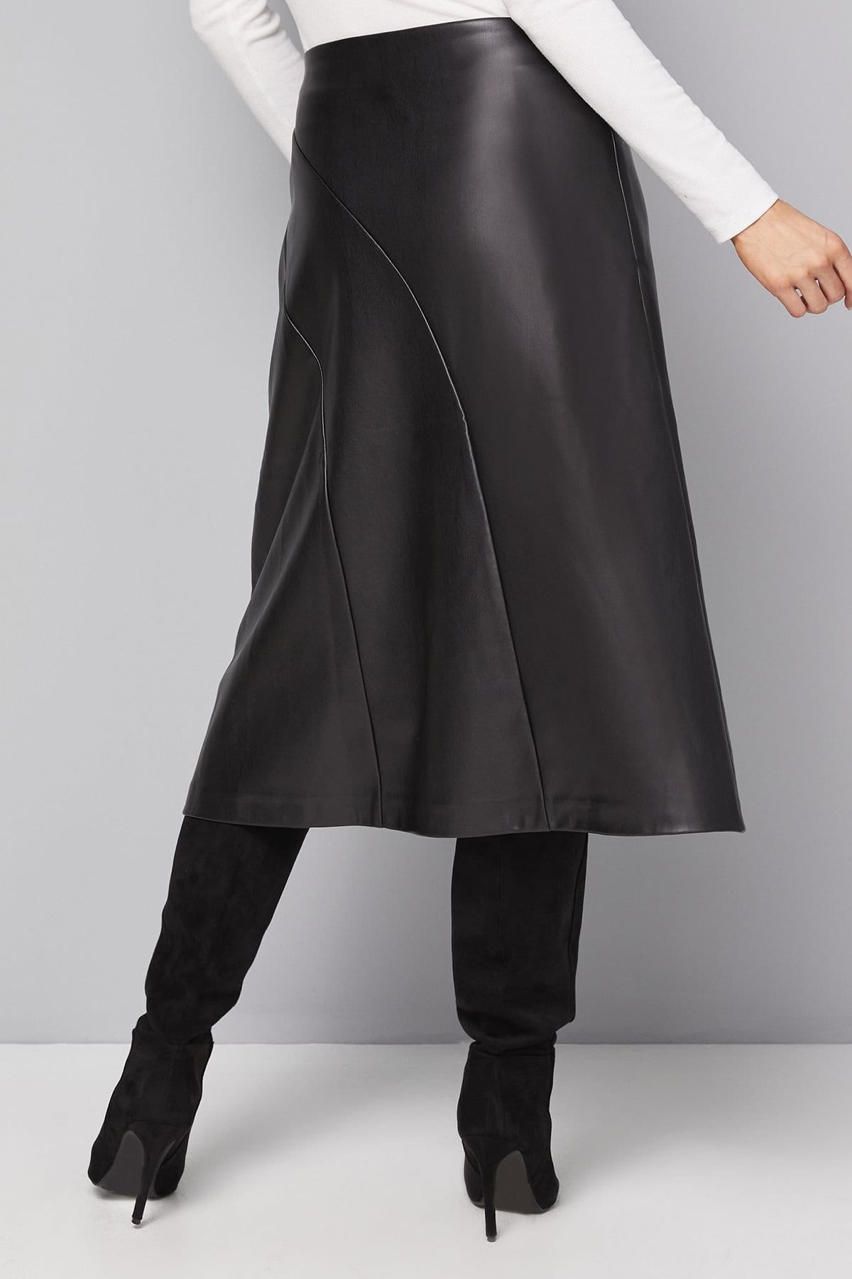 Wallis Wallis Women's Faux Leather Pleated Wrap Skirt in Black - 4