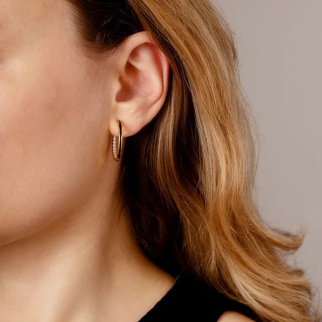 Gold Trip Gold Trip Women's Large Black Enamel Hoop Earrings in Gold - 2