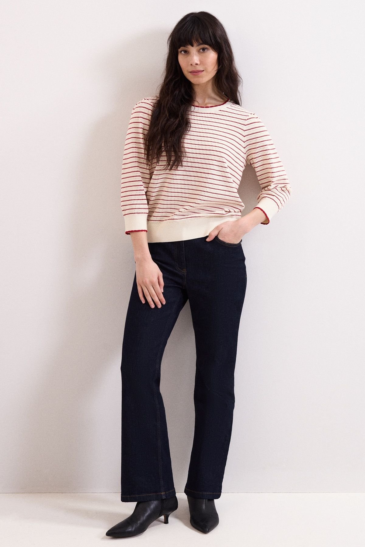 Phase Eight Phase Eight Women's Angel 3/4 Sleeve Stripe Jumper in Cream - 3