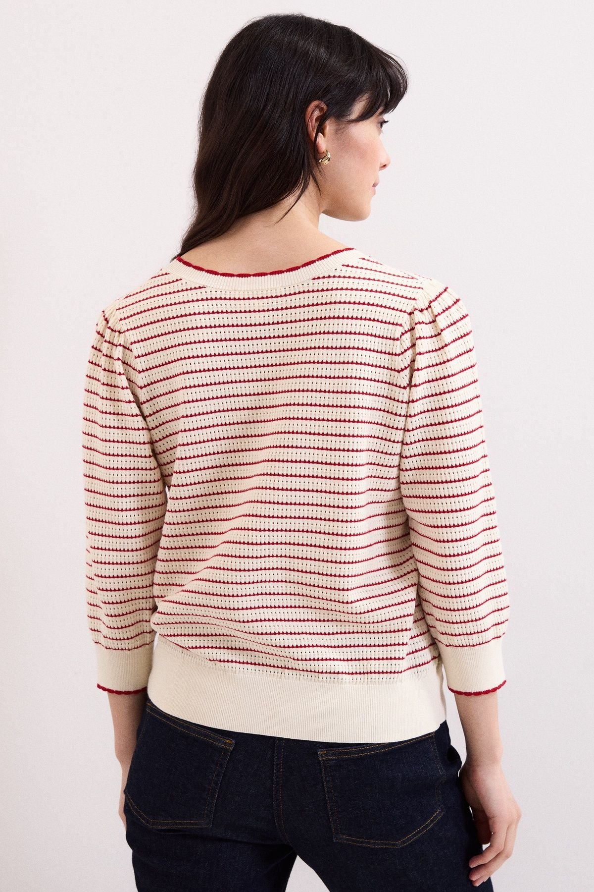 Phase Eight Phase Eight Women's Angel 3/4 Sleeve Stripe Jumper in Cream - 4