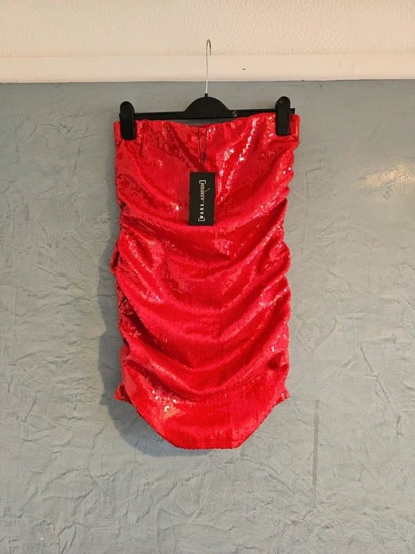 Warehouse Warehouse ware.ashish red strapless sequin ruched new dress