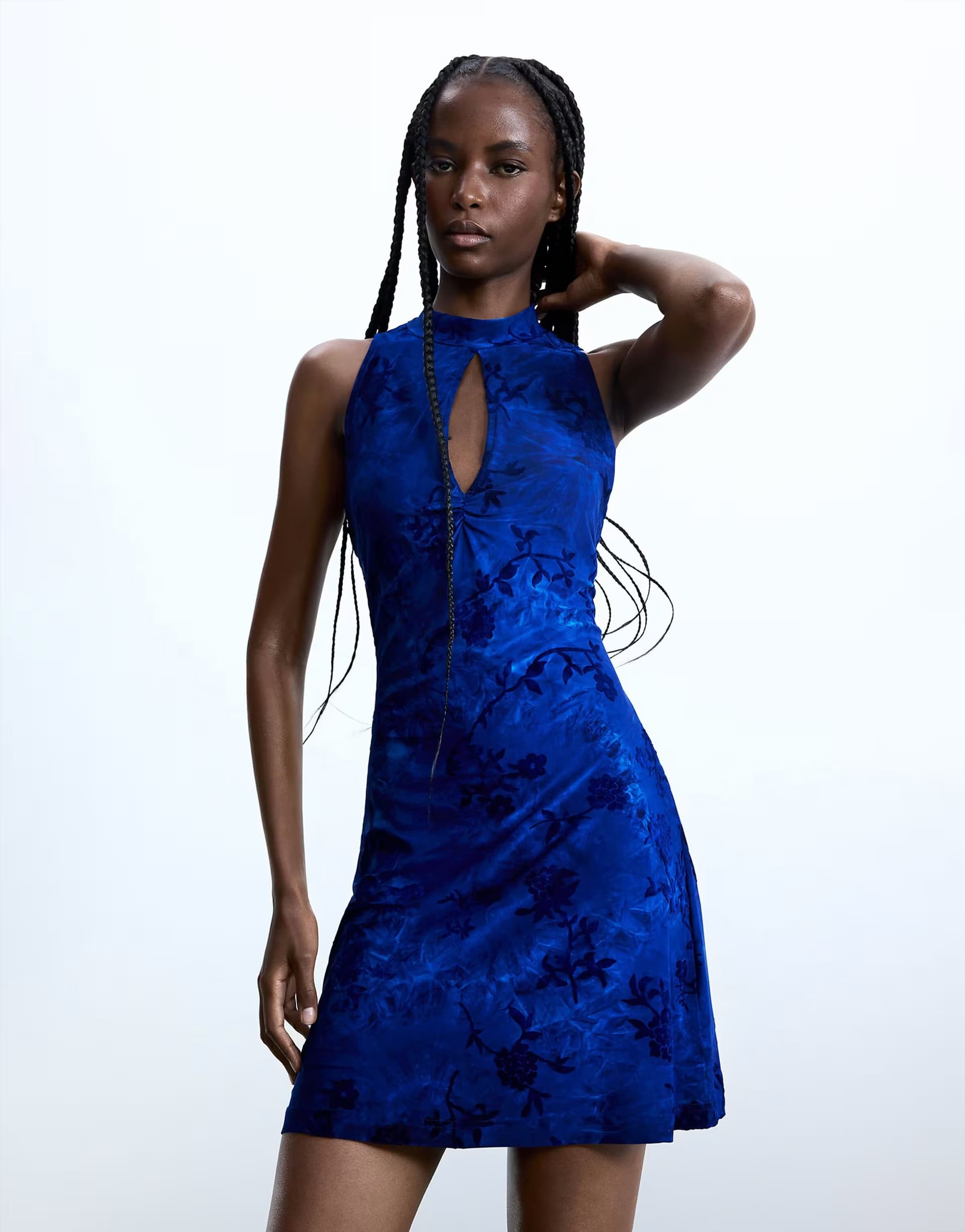 ASOS Desigual Flocked dress in blue