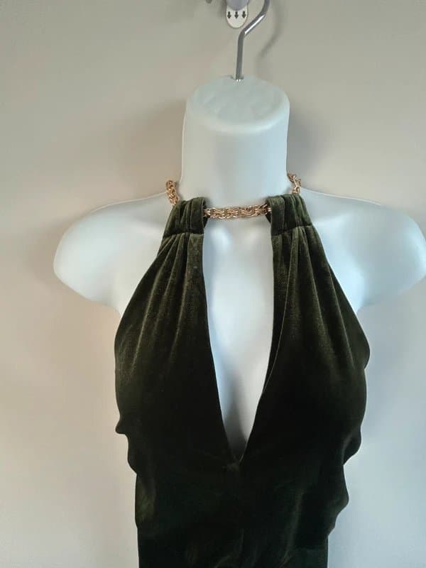 River Island NEW (shop floor) River Island green velvet Jumpsuit UK 14