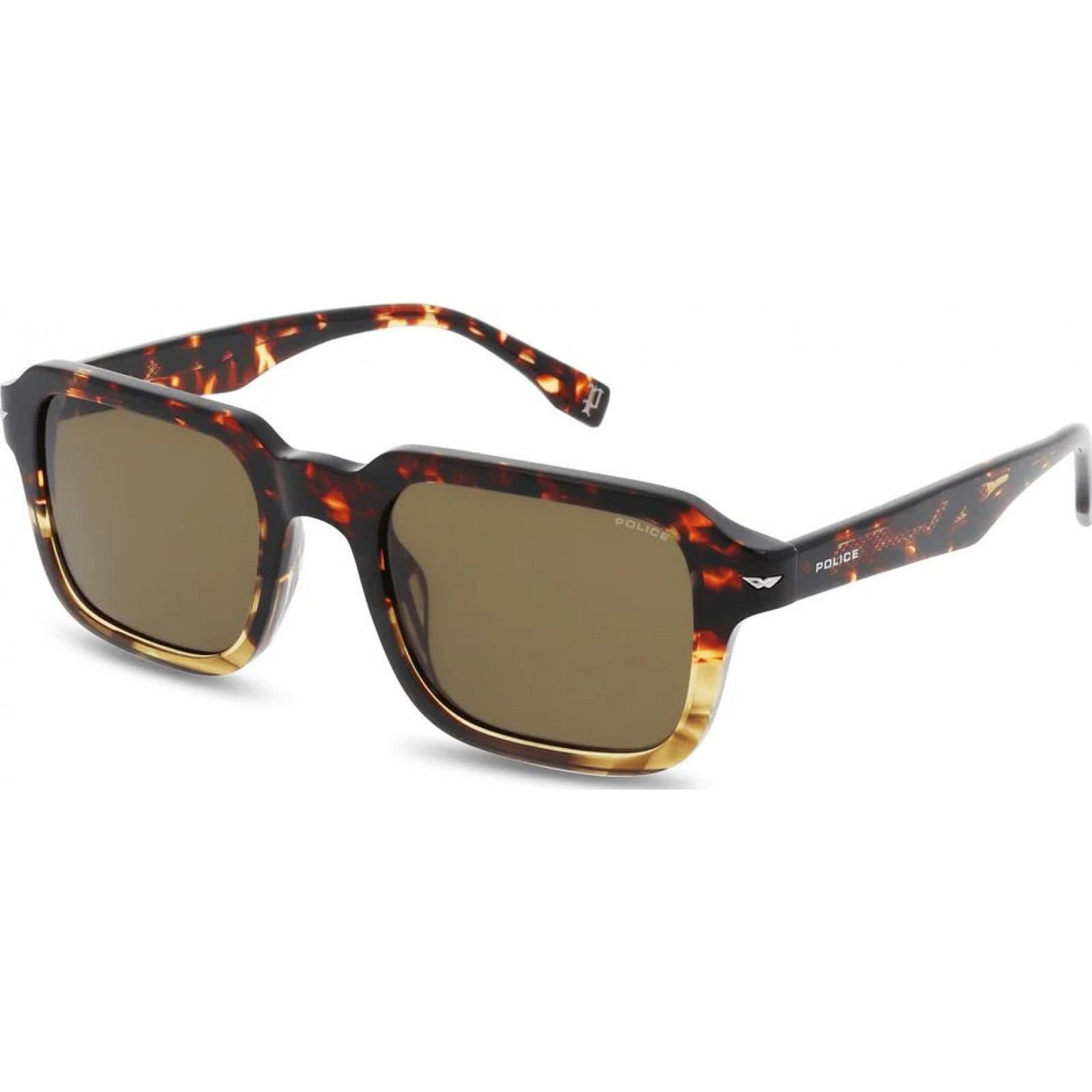 Police Police Men's SPLN36M-520836 Square/Rectangle Sunglasses in Brown