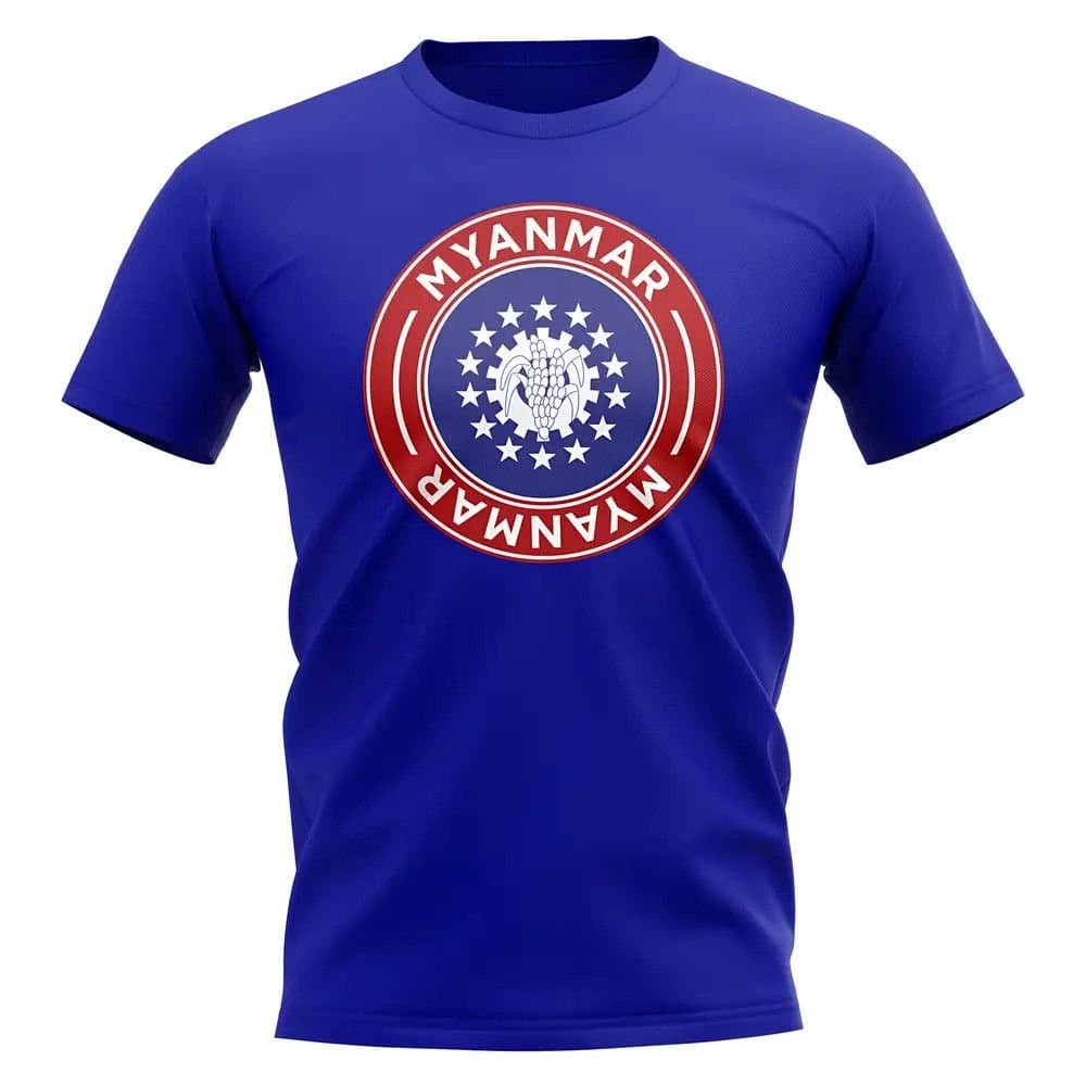 Mynamar Mynamar Men's Personalised Football Badge T-Shirt Royal in Blue