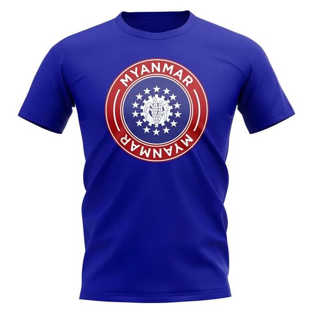 Mynamar Mynamar Men's Personalised Football Badge T-Shirt Royal in Blue - 2