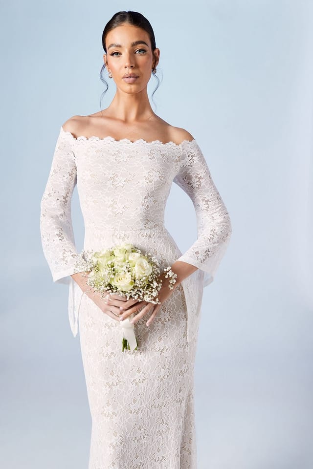 Coast Coast Women's Honoured Bardot Boho Lace Fishtail Wedding Dress in Ivory - 2