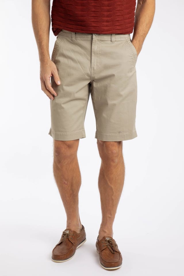 Weird Fish Weird Fish Men's Rayburn Cotton Flat Front Shorts in Beige - 3