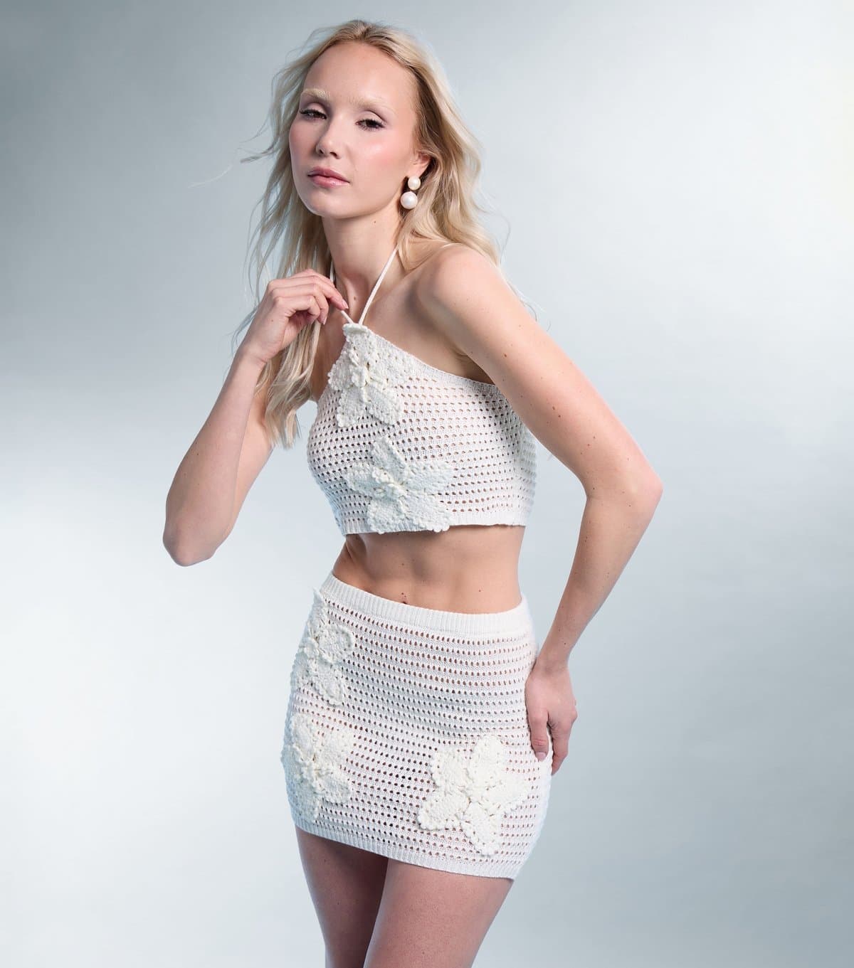 Public Desire Women's White Floral Embroidered Crochet Mini Skirt Public Desire New Look