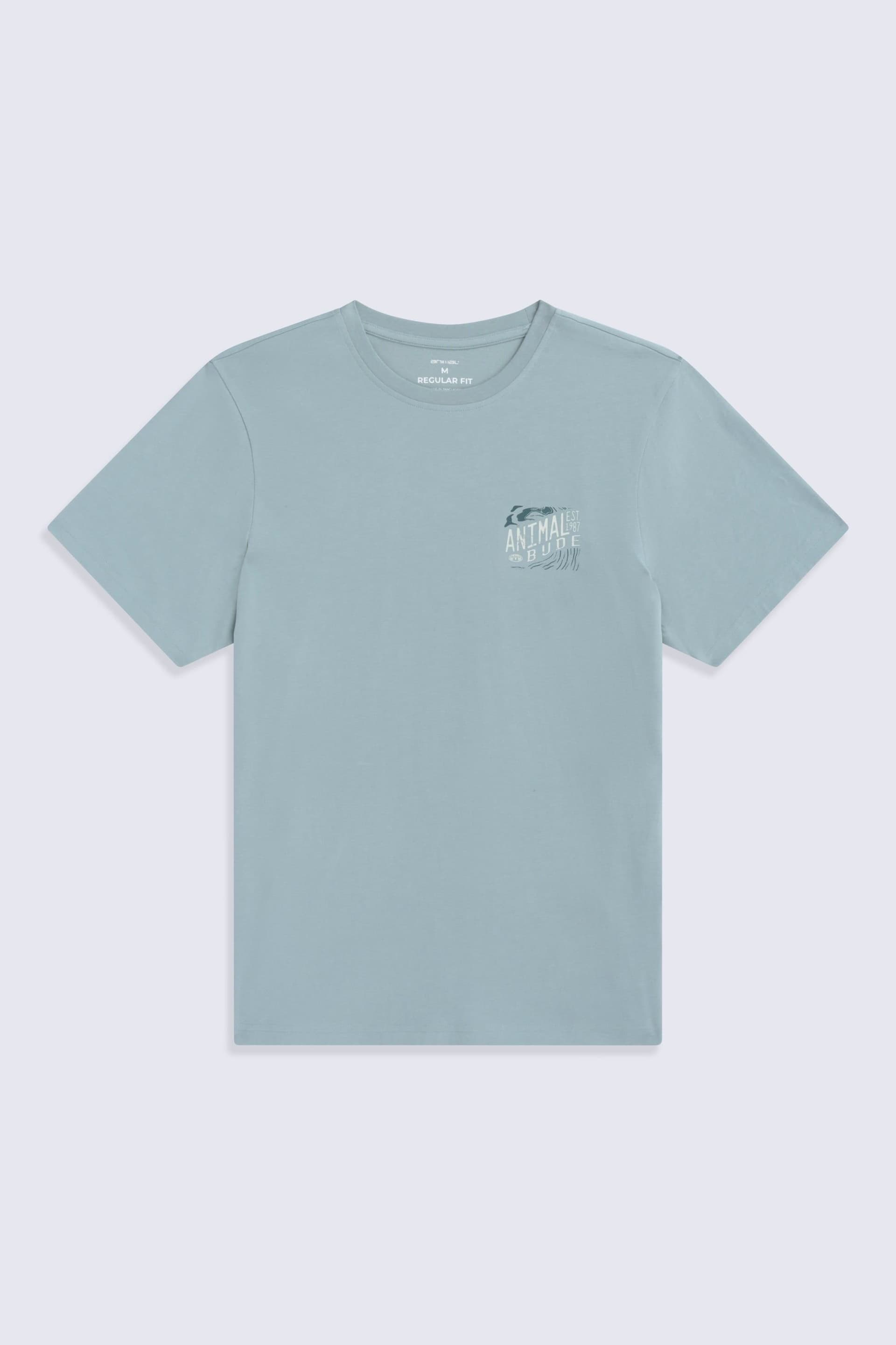 Animal Animal Men's 'Jacob' Bude Lightweight Cotton Graphic Short Sleeve Casual T-Shirt in Blue