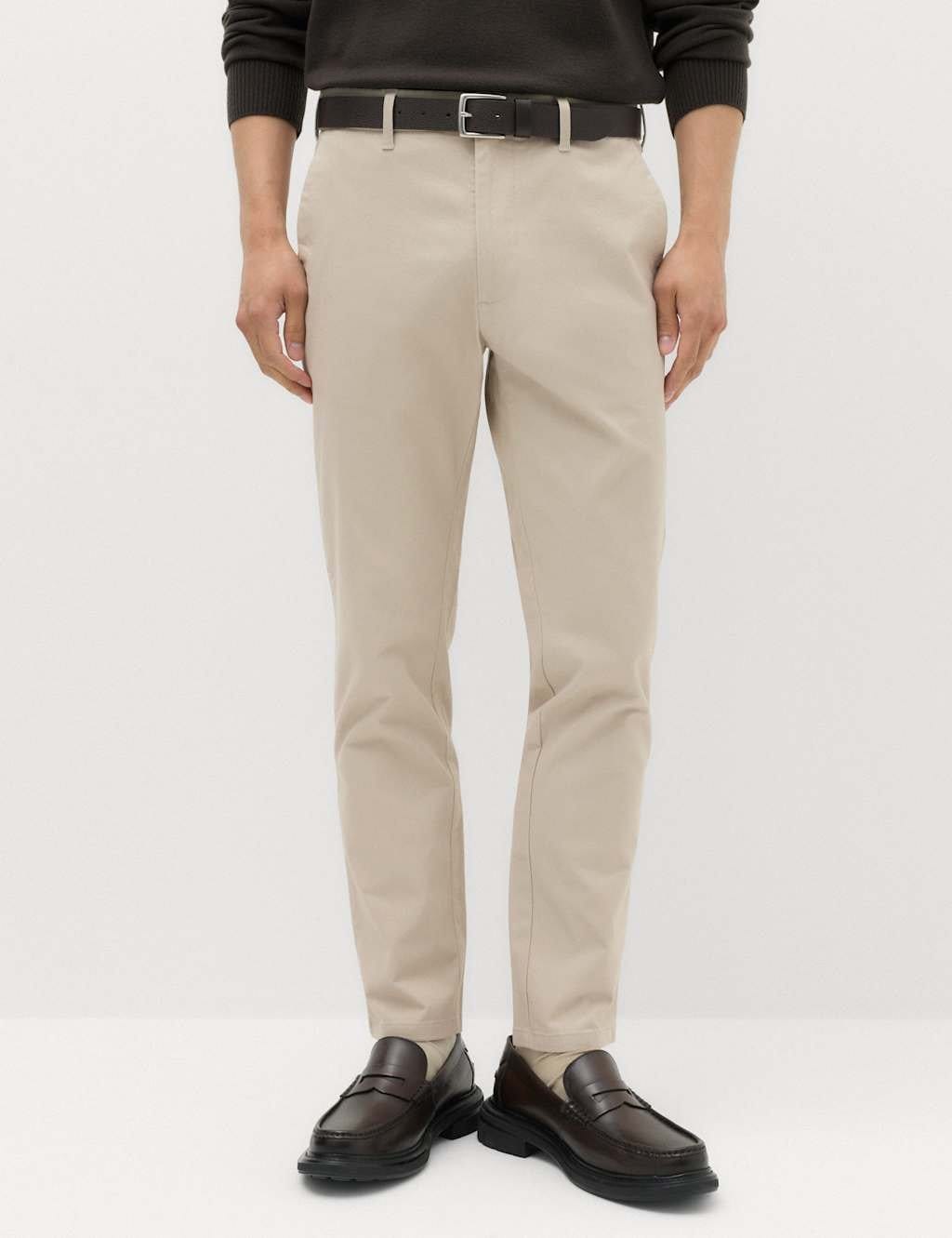 M&S Medium Beige Slim Fit Cotton Chinos