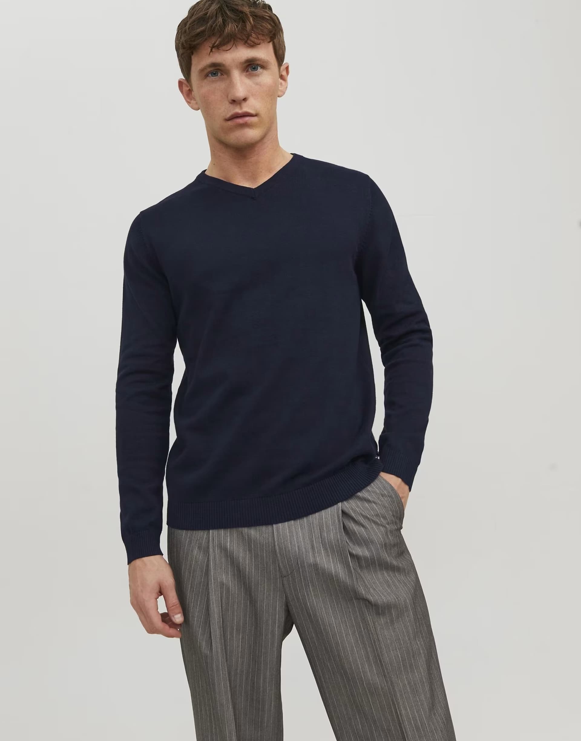 ASOS Jack & Jones Knitted pullover in navy blazer 1