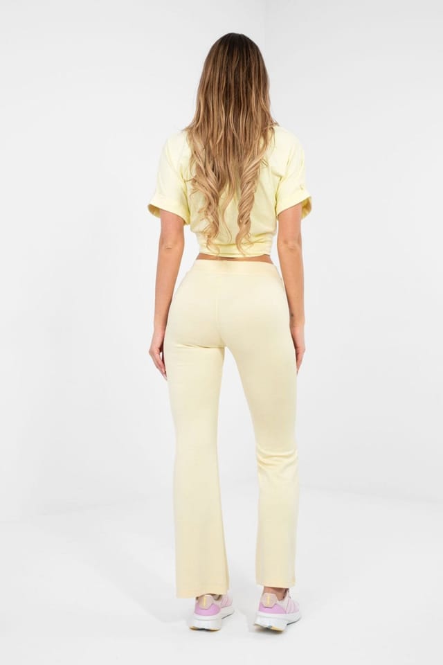 Love Lace Love Lace Women's High Waist Flared Soft Sweatpants in Yellow - 3