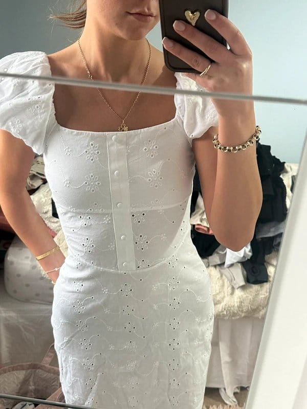ASOS Design White corset mini dress with puff sleeve - 1