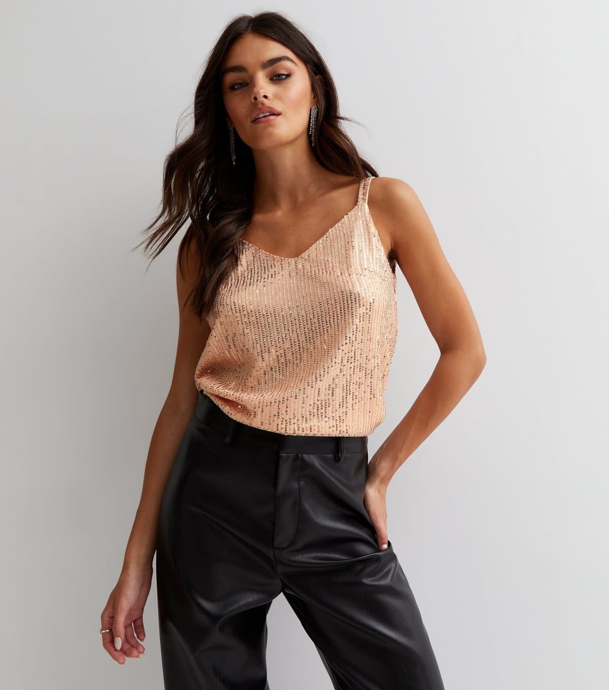 Gini London Gini London Gold Sequin V Neck Cami