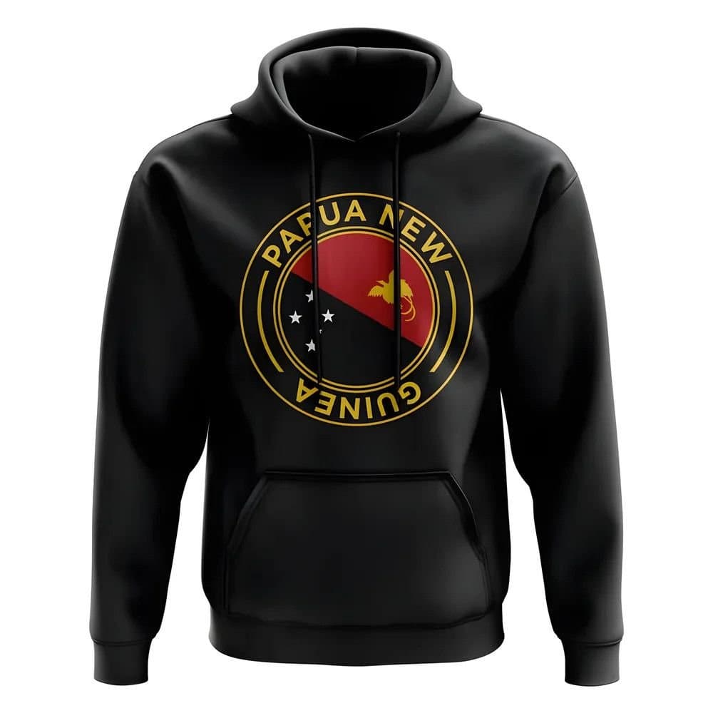 Papua New Guinea Papua New Guinea Men's Mens Football Badge Hoodie in Black