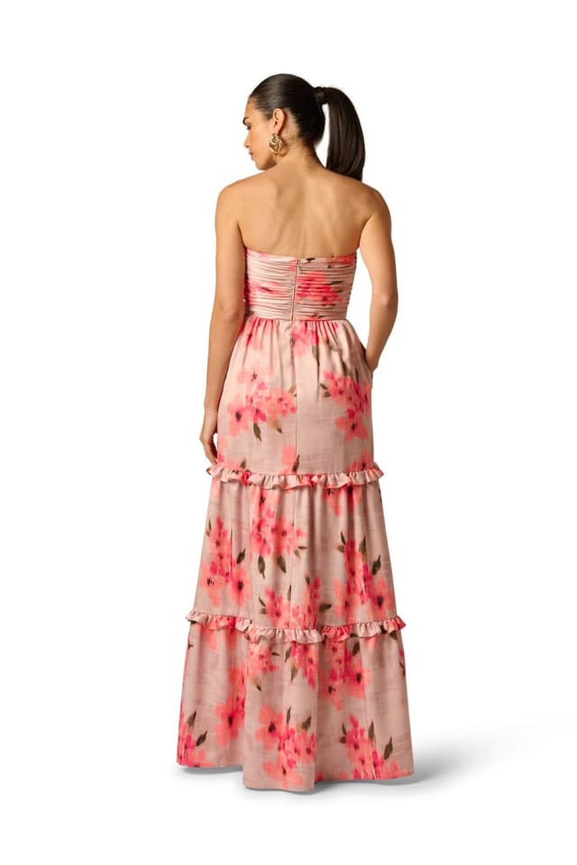 Adrianna by Adrianna Papell Adrianna by Adrianna Papell Women's Printed Satin Long Dress in Beige - 3