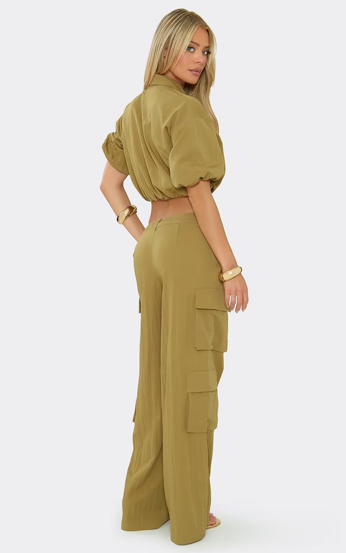 EGO Low Rise Straight Leg Cargo Trouser In Khaki., Women's Size UK 6