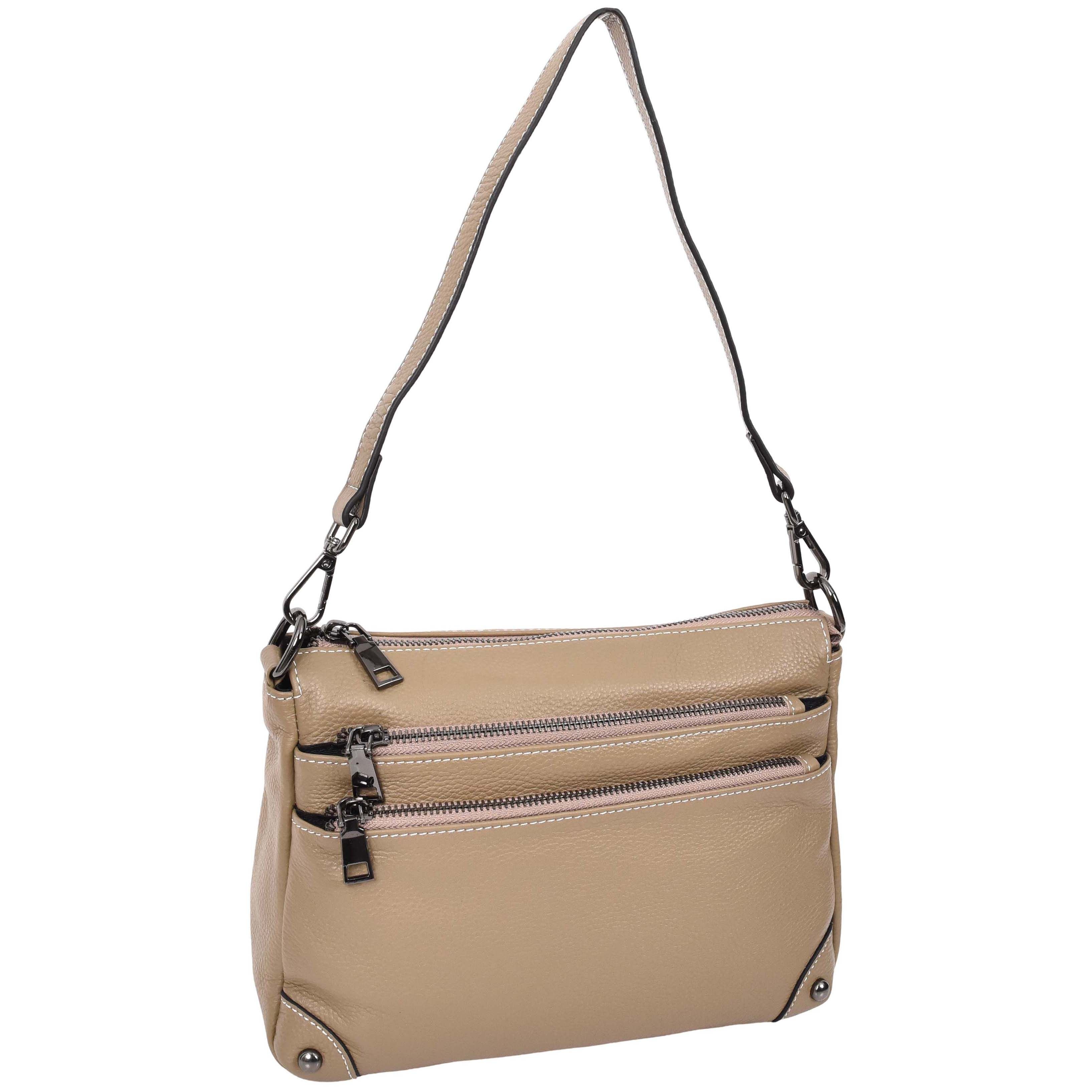House of Leather House of Leather Women's Womens Real Leather Cross Body Shoulder Bag Classic Style Olivia Beige - 3