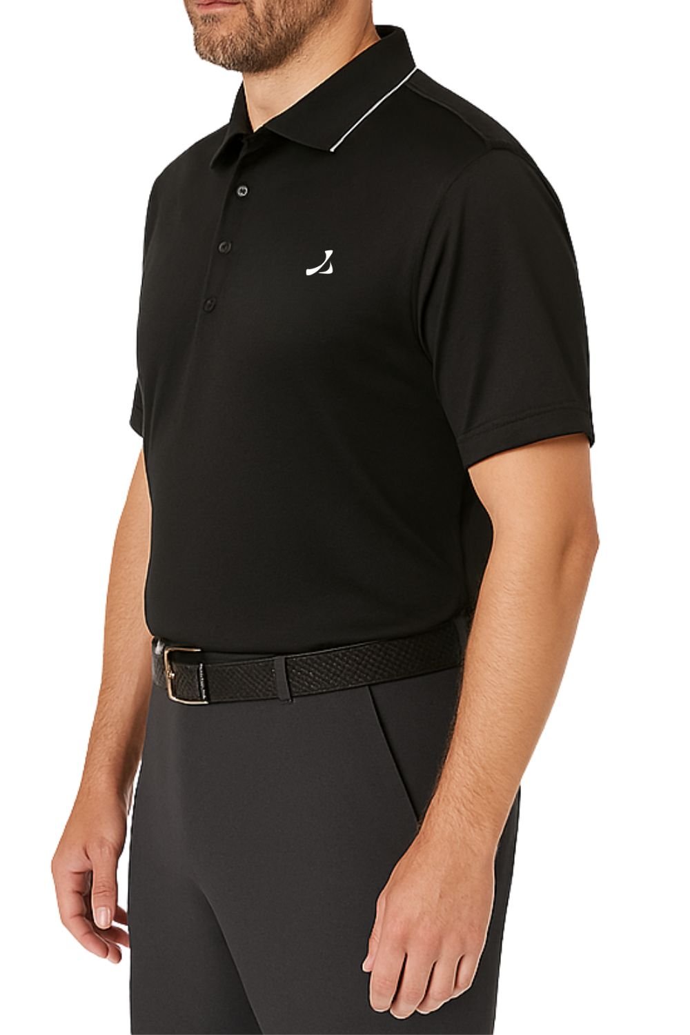 Under Par Under Par Men's UV Protection Stretch Waffle Knit Golf Polo Shirt in Black - 2