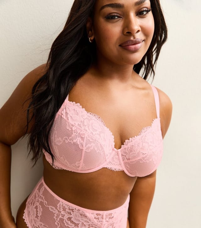 New Look Women's Plus Size Light Pink Lace Non Padded Bra Curves New Look - 2