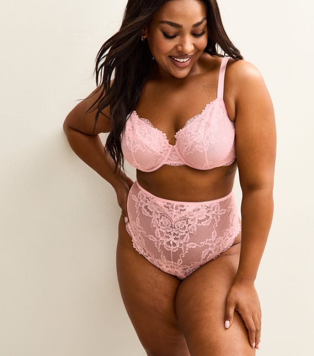 New Look Women's Plus Size Light Pink Lace Non Padded Bra Curves New Look - 3