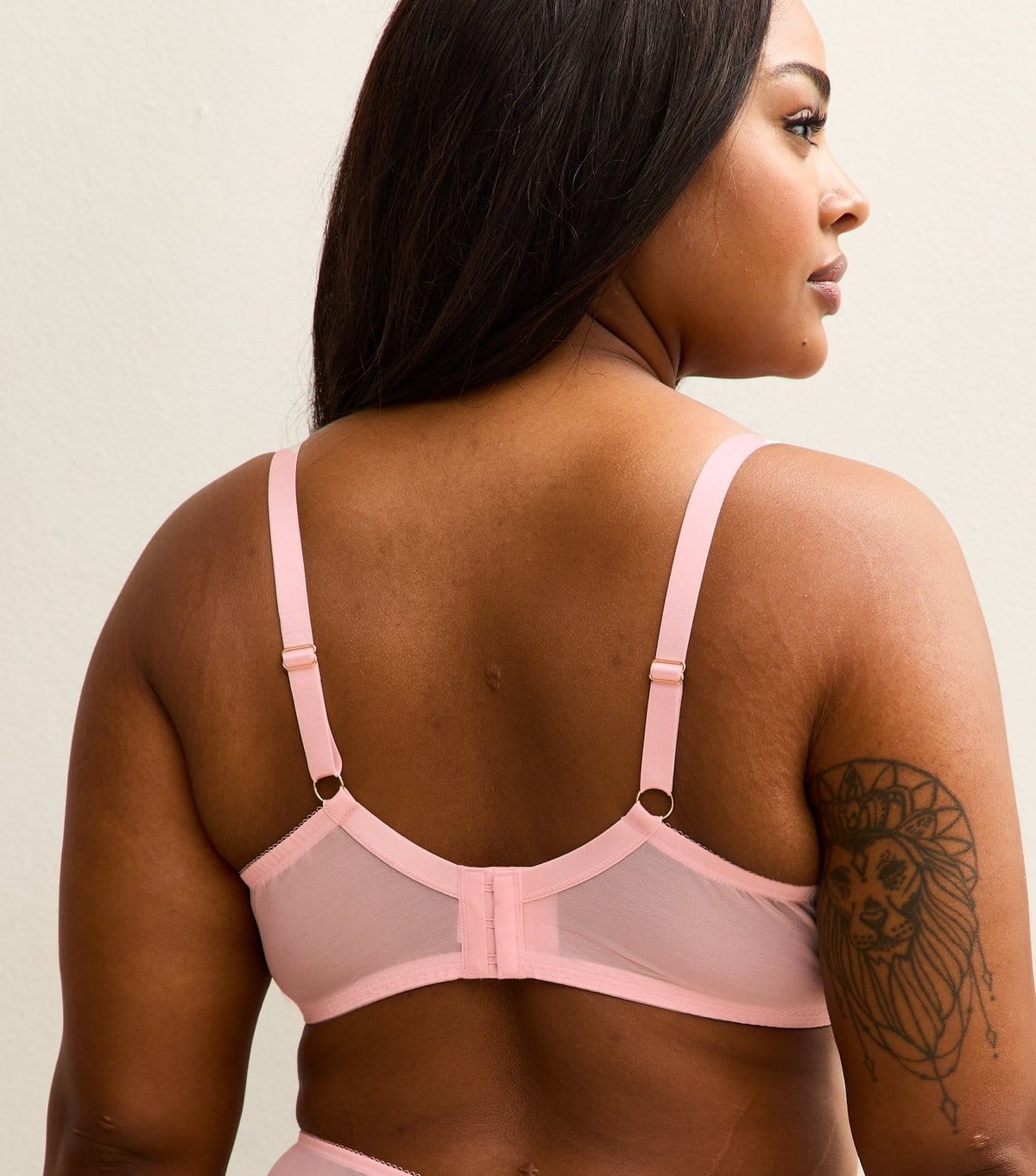 New Look Women's Plus Size Light Pink Lace Non Padded Bra Curves New Look - 4