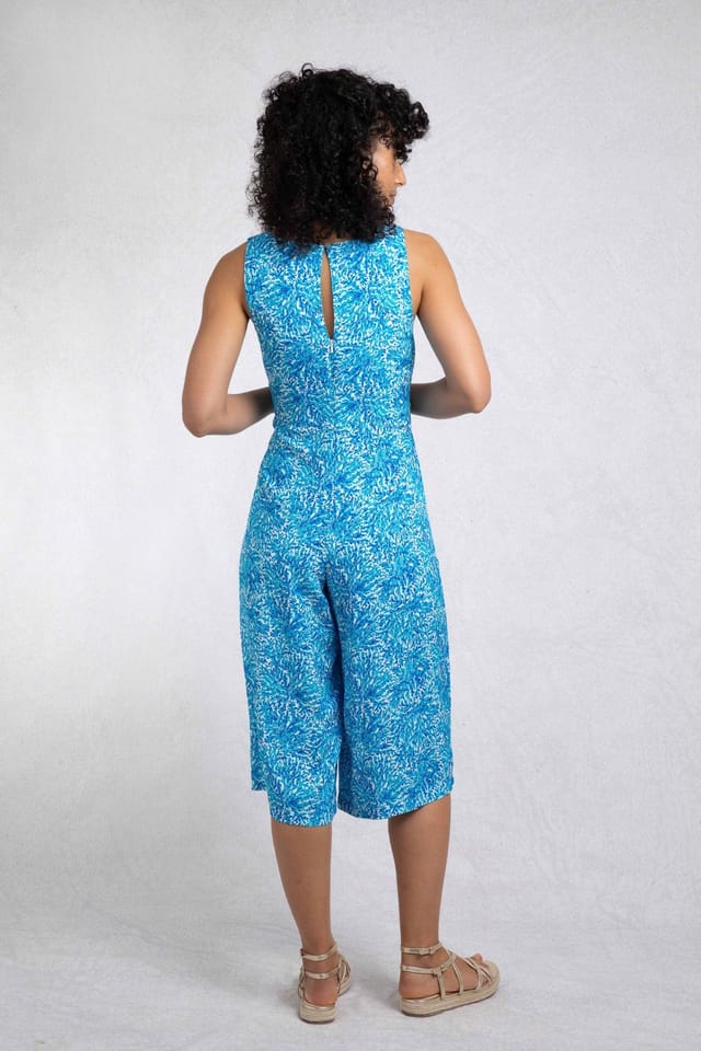 Weird Fish Weird Fish Women's Nalani Printed Viscose Jumpsuit in Turquoise - 3