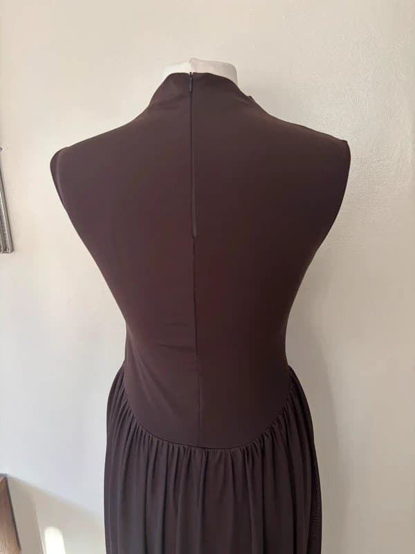 Zara Zara chocolate brown tulle midi dress - size M 10-12