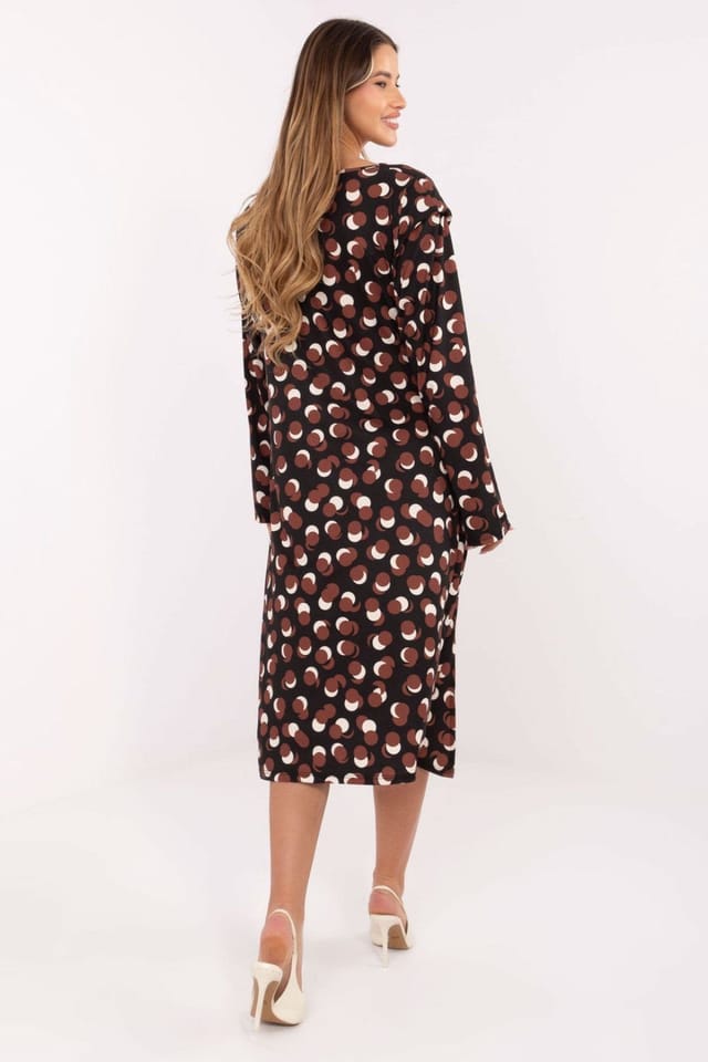 Love Lace Love Lace Women's Geometric Print Draped Midi Dress with Pads Style 219031 in Black - 3