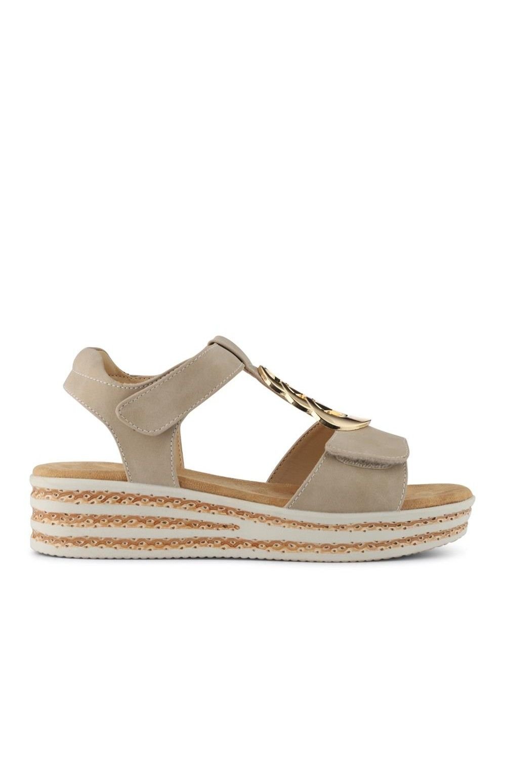 Pavers Pavers Women's Wide-Fit Dual-Touch-Fasten Sandals in Beige - 2